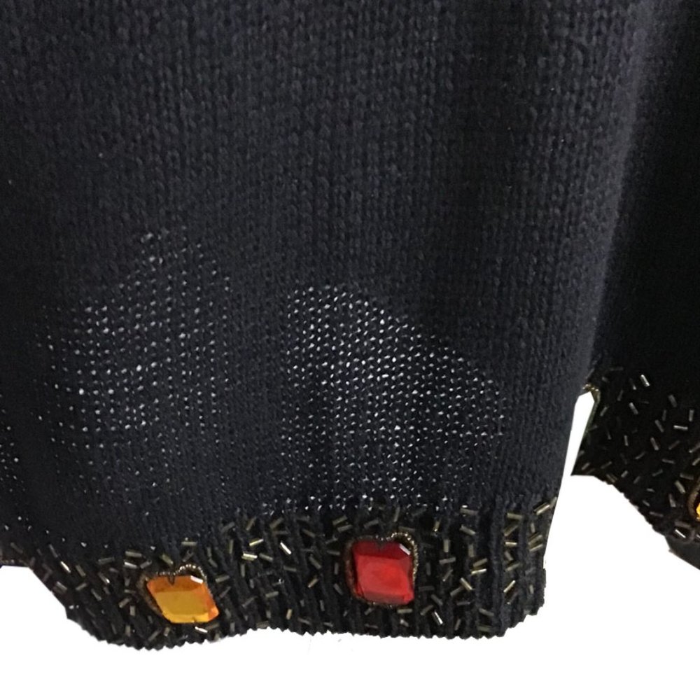 P.A. International Vintage Black Embellished Stones Sweater - Picture 9 of 13
